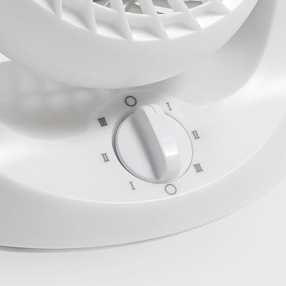 IRIS USA WOOZOO Desk Fan, Air Circulator, 3 Speeds, 32ft Max Air Distance, 112° Adjustable Tilt, 27.5db Quiet Motor, Small Fan for Bedroom, Office, Dorm, White