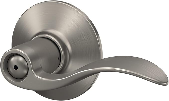SCHLAGE F40 Acc 619 Accent Door Lever,Bed & Bath Privacy Lock,Satin Nickel,(Pack of 4)