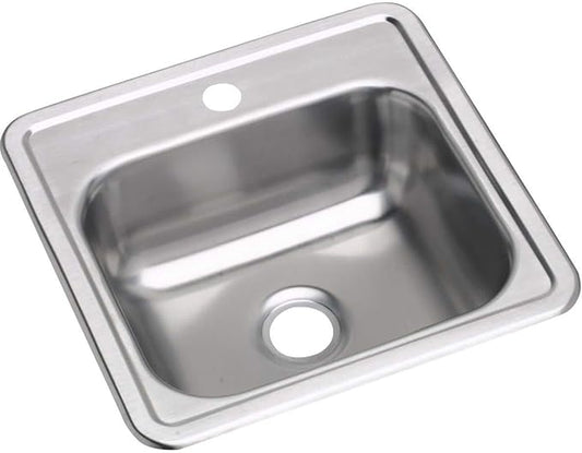 Dayton D115161 Single Bowl Drop-in Stainless Steel Bar Sink, 15 x 15 with 3.5" Drain Hole