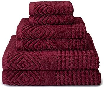 Texere 100% Organic Cotton 700 GSM Luxury Bath Towel Sets - Ultra Soft Hotel and Spa Quality, 2 Large Bath Towels, 2 Hand Towels, 2 Washcloths (Diamond, Merlot, 6 Piece)