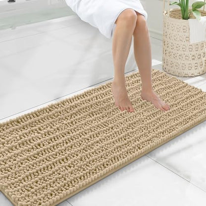 Smiry Bathroom Rugs 47X20, Extra Soft Rubber Backing Chenille Bath Mats