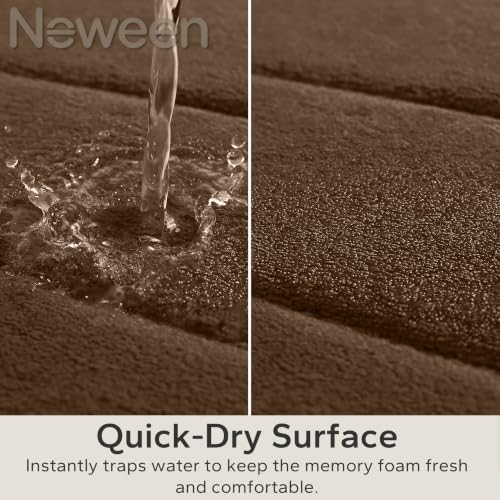 Neween Bathroom Rugs Set 2 Piece, Absorbent Memory Foam Bath Mat, Brown