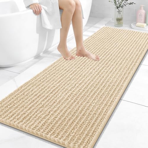 OLANLY Bathroom Runner Rugs 59x24, Thick Soft Absorbent Chenille Bath Rugs
