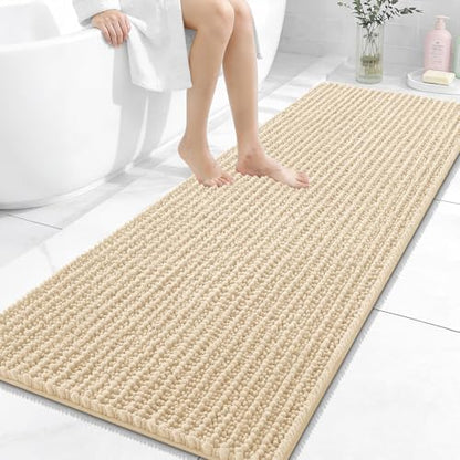 OLANLY Bathroom Runner Rugs 59x24, Thick Soft Absorbent Chenille Bath Rugs