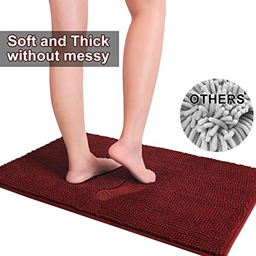 Urvoix Bathroom Rugs Sets 3 Piece, Non-Slip Chenille Bath Rug Set