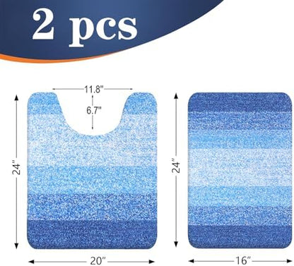 OLANLY Micorfiber Bathroom Rug Set 2 Piece, 24"x16"+U-Shaped 24"x20"