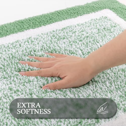 Pauwer Bathroom Rugs Sets 3 Piece, Non Slip Bath Mats for Bathroom, Green