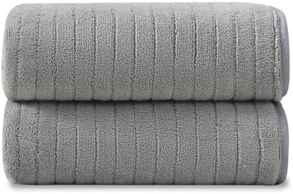 2 Piece Hand Towel Set 16"x31",Ultra Soft Bathroom Towel with Hanging Loops,100% Microfiber Towel Set,Highly Absorbent Quick Dry Hand Towel for Daily Use,Grey Towel for Bathroom,Hotel,Shower,Spa