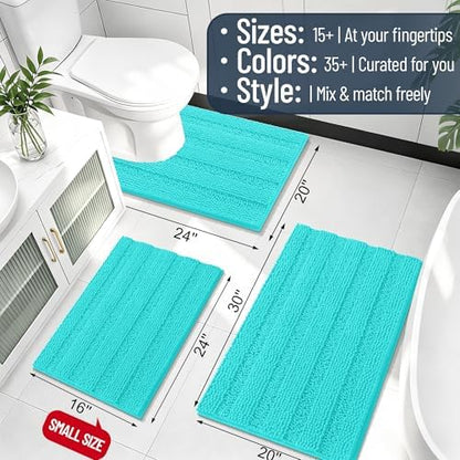 Smiry Thick Chenille Bathroom Runner Rugs 59x20, Absorbent Bath Mat, Teal