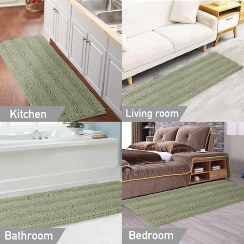 Turquoize Bathroom Runner Rug 17"x47", Soft Absorbent Chenille Bath Rug