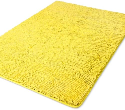 Yeaban Chenille Yellow Bathroom Rug 40"x60",Non-Slip Rubber Backing