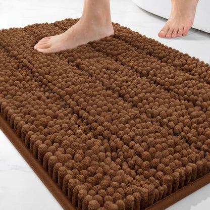 Bcoimo Small Bath Rug Mat,24x17 Soft Chenille Burnt Orange Bathroom Tub Mat