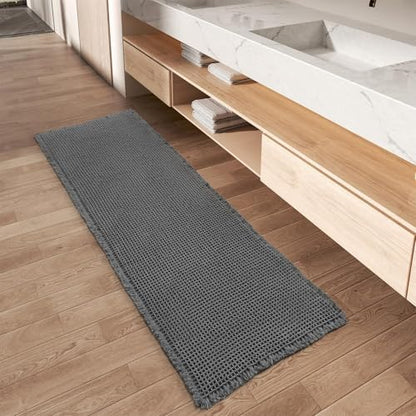Upgraded Waffle Bath Mat Runner Absorbent Non Slip Bathroom Mat, 2' x 6'