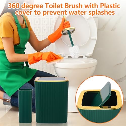 9 PCS DarkGreen Bathroom Accessories Set with Trash Can Bathroom Accessory