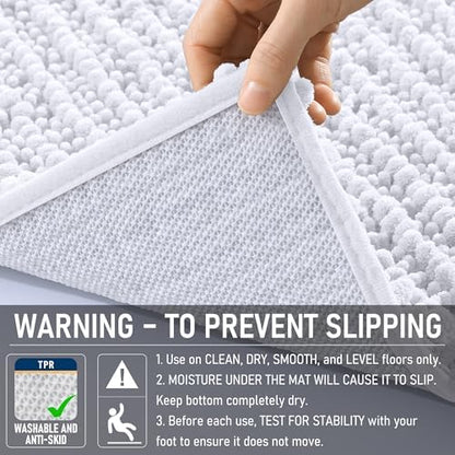 OLANLY Bathroom Rugs 44x24, Thick Soft Absorbent Chenille Bath Rugs