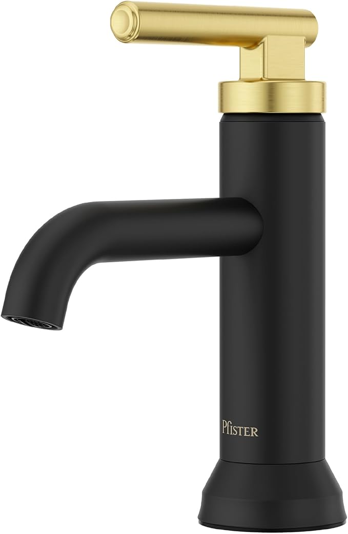 Pfister Capistrano Single Control Lavatory Faucet in Matte Black and Brushed Gold