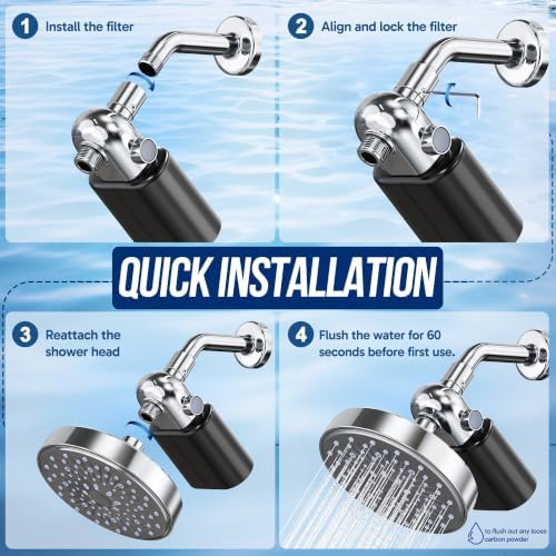 Veken Shower Filter, Chlorine, Lead & Odor Reduction, One-Press Cartridge
