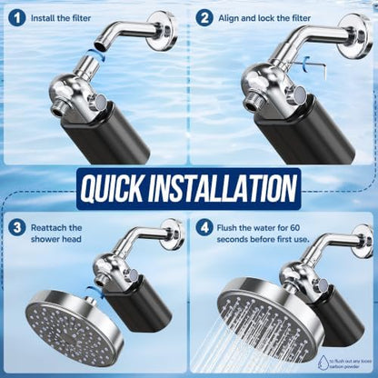 Veken Shower Filter, Chlorine, Lead & Odor Reduction, One-Press Cartridge