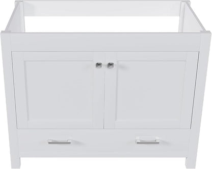 Montary 42" Bathroom Vanity Without Sink, Modern Stylish MDF Bathroom Storage Cabinet, Freestanding Vanity with 2 Doors and One Large Divided Drawer, White (NOT Include Sink)