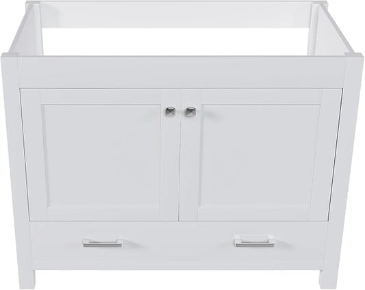 Montary 42" Bathroom Vanity Without Sink, Modern Stylish MDF Bathroom Storage Cabinet, Freestanding Vanity with 2 Doors and One Large Divided Drawer, White (NOT Include Sink)