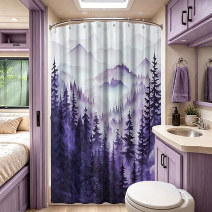 Dark Purple Forest Stall Shower Curtain, 54X72 in Narrow Small, Mountain