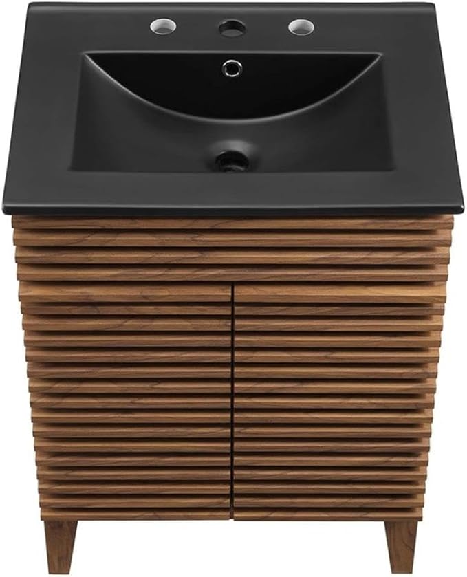 Modway Render 24" Bathroom Vanity with Sink in Walnut Black