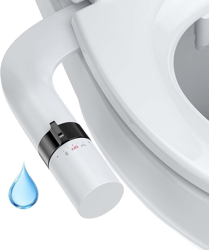 Bidet Attachment for Toilet, Non-Electric Dual Nozzle Bidet Sprayer with Adjustable Water Pressure, Cold Water Toilet Seat Attachment for Feminine and Personal Hygiene