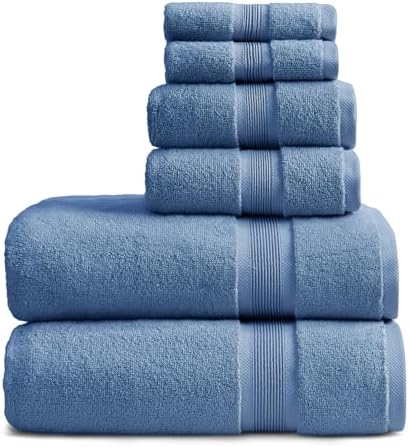 Springtree Home Luxury Bamboo Rayon Bath Towel Set | 6-Piece Set | Blue