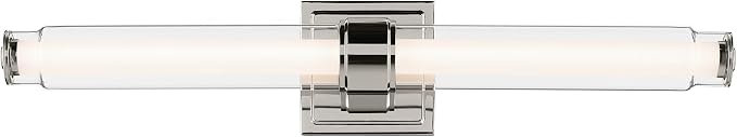 Kichler Laurene LED Bath Bar Light, Polished Nickel | Linear vanity light with clear glass for mirrors and vanities (26.5" x 5"), 55238PNLED