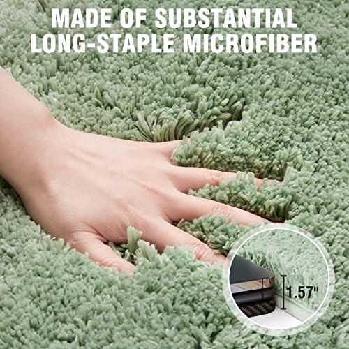 TECHMILLY Super Soft Shaggy Bathroom Rugs Sets 2 Piece, Absorbent Thick Non Slip Microfiber Bath Rugs, Quick Dry Machine Washable Bath Mat for Bathroom Floor, Bathtub and Shower