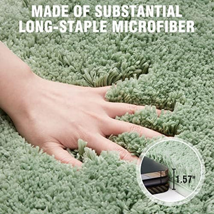TECHMILLY Super Soft Shaggy Bathroom Rugs Sets 2 Piece, Absorbent Thick Non Slip Microfiber Bath Rugs, Quick Dry Machine Washable Bath Mat for Bathroom Floor, Bathtub and Shower