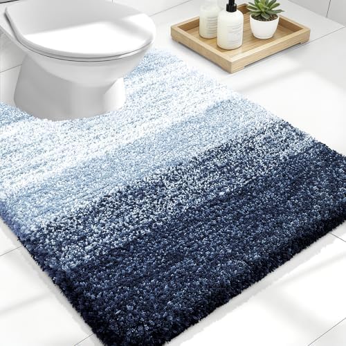 OLANLY Luxury Toilet Rugs U-Shaped 24x20, Soft Absorbent Microfiber Mat
