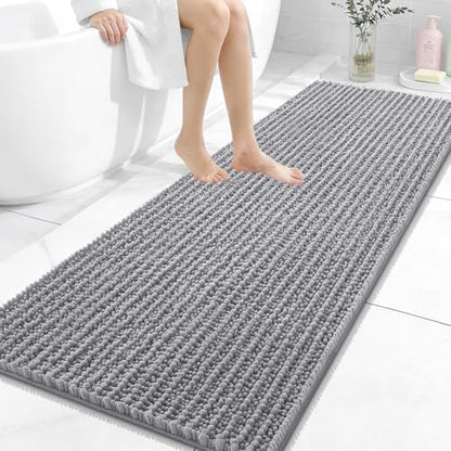 OLANLY Bathroom Runner Rugs 59x24, Thick Soft Absorbent Chenille Bath Rugs