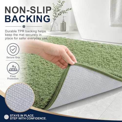 OLANLY Microfiber Bathroom Runner Rugs 59x20, Soft Bath Mat, Sage Green
