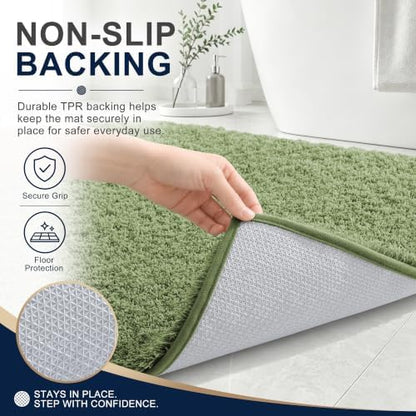 OLANLY Microfiber Bathroom Runner Rugs 59x20, Soft Bath Mat, Sage Green