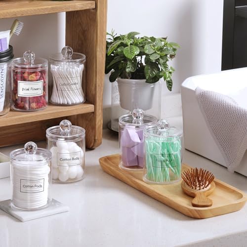 6 Pack Acrylic Qtip Holder Dispenser for Cotton Swabs, Balls, Floss Picks