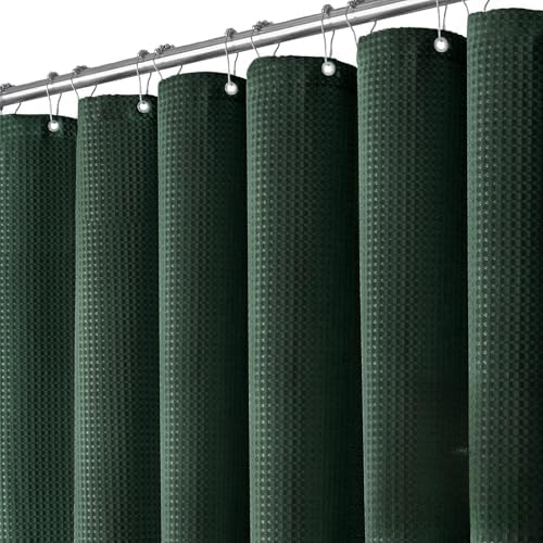 Dynamene Stall Waffle Shower Curtain 256 GSM Heavy Fabric 48x72 Dark Green