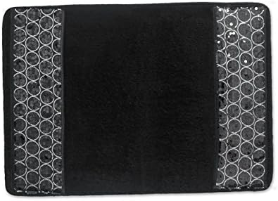 Zahari Home Sinatra Black Bathroom Rug Classic Luxury Bath Rug Contemporary Decor Black Bath Mat for Shower Unique Design Stylish Bathroom Rug Bath Shower Tub Decor Bling
