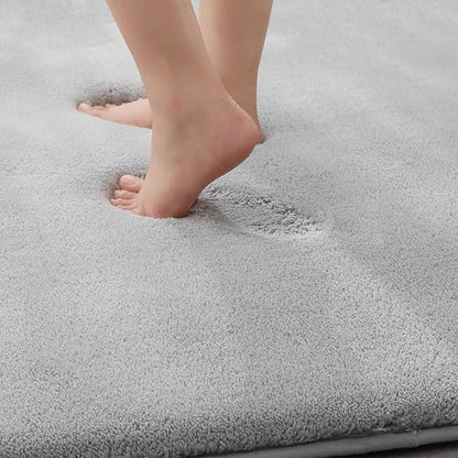 MINIDEAR Bathroom Rugs 60x20 Light Gray - Thick Memory Foam Bath Mat, Ultra Soft & Plush Fluffy, Non-Slip, Quick Dry, Absorbent Washable Floor Microfiber Mat for Tub, Home Decor Accessories