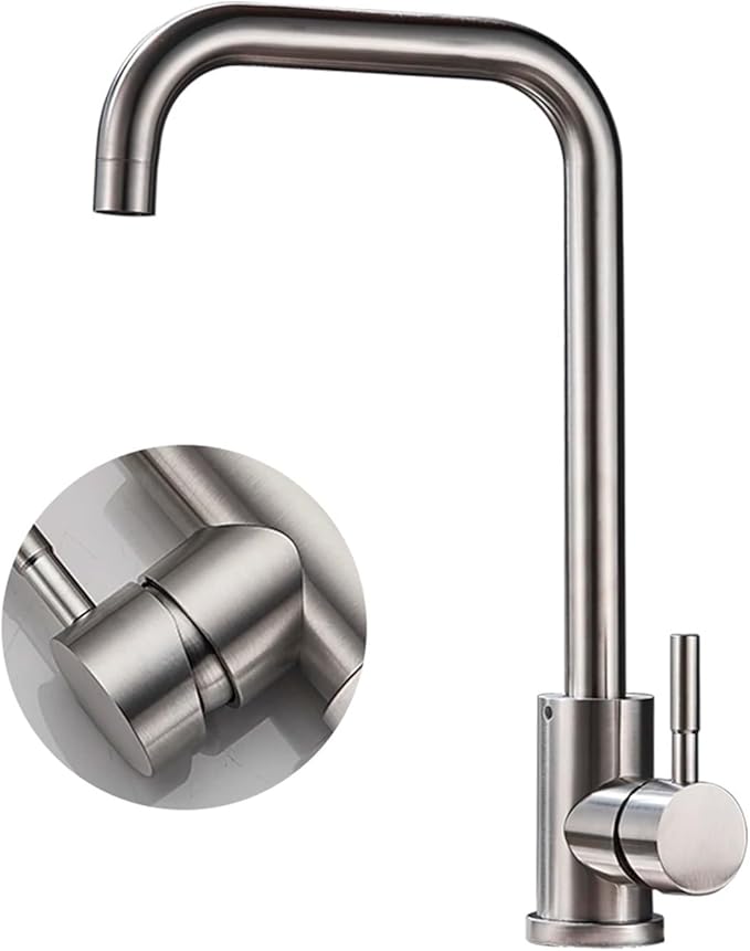 Stainless Steel Black Kitchen Faucet 360° Swivel Deck Mount Mixer Tap Hot & Cold Water Modern Bathroom Vanity Crane for Stylish Sink Upgrade，Brushed Nickel B
