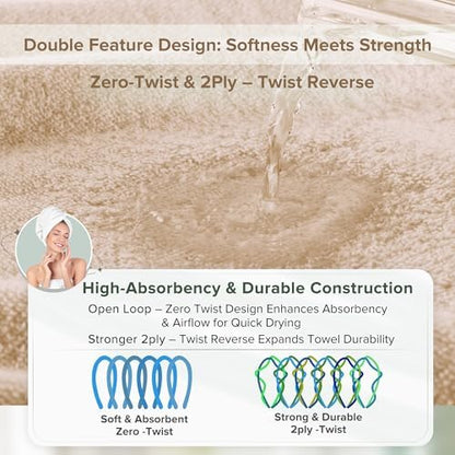 Comfort Spaces 4 Pc Bath Sheet Set 30x60, 100% Cotton 400GSM, Beige Tan