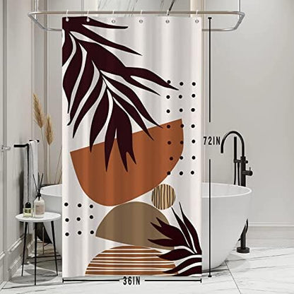 Mid Century Terracotta Stall Shower Curtain with Hooks 36x72 Inch