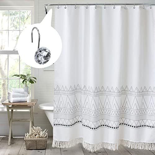White Diamond Crystal Bling Shower Curtain Hooks Rings for Bathroom,12PCS