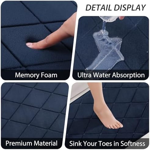 Bathroom Accessory Set - 25PC Bathroom Sets with Shower Curtain and Rugs, Navy Blue Bathroom Set, Bathroom Accessories Set, Shower Curtain Sets with Rugs, Bathroom Trash Can & Soap Dispenser
