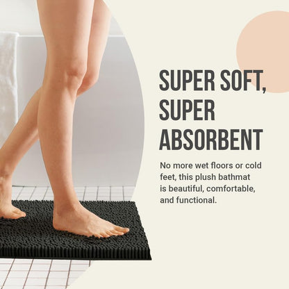 ITSOFT Plush Bathroom Rug 34"" x21, Absorbent Machine Washable Non Slip Chenille Bath Mats, Quick Dry Bathmat, Bath Rugs for Bath, Shower, Bedroom, or Door Mat, Lilac