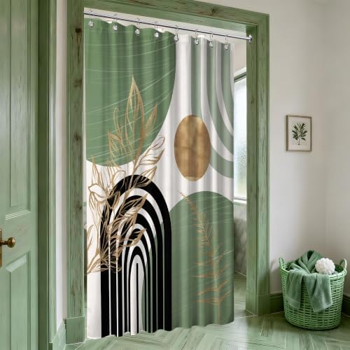 Sage Green and Gold Stall Shower Curtain, 48X72 in Narrow Small