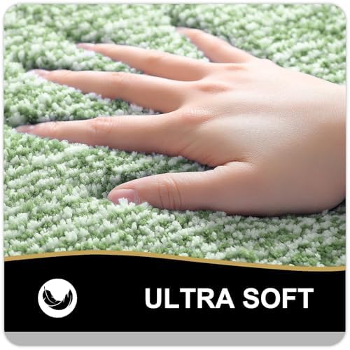 OLANLY Bathroom Runner Rugs 44x24, Long Bath Mats for Bathroom, Sage Green
