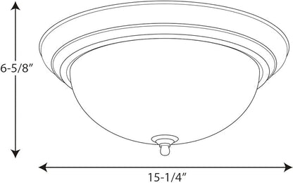Progress Lighting 3-Light Ceiling Light, Flush Mount Ceiling Light Fixture for Interior Kitchen Lights, Hallway, Bedroom, Living Room, 15-1/4-Inch by 6-5/8-Inch, Forged Black, Alabaster Glass Shade