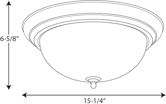 Progress Lighting 3-Light Ceiling Light, Flush Mount Ceiling Light Fixture for Interior Kitchen Lights, Hallway, Bedroom, Living Room, 15-1/4-Inch by 6-5/8-Inch, Forged Black, Alabaster Glass Shade