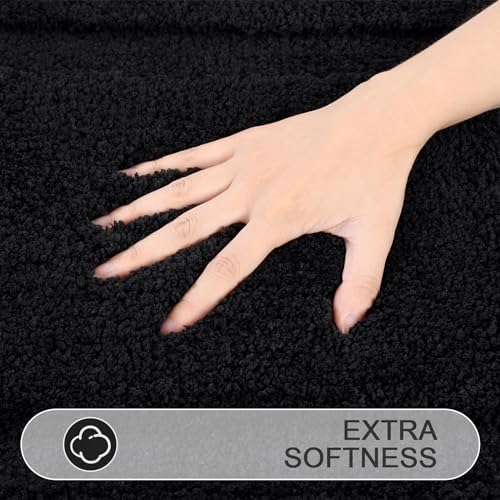 SHACOS Soft Microfiber Bathroom Rugs Set of 2 Pieces, Black